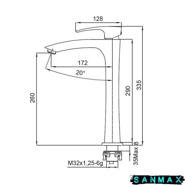Змішувач для умивальника високий, чорний Koer KB-11007-05 (KR3441) KR3441 фото