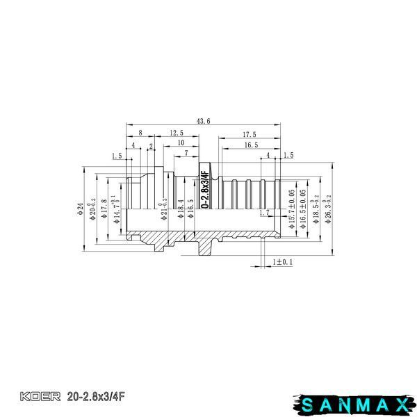 Перехідник під євроконус з накидною гайкою Koer KA.A08F-20E - 20(2.8mm) x 3/4"F (KR4870) KR4870 фото