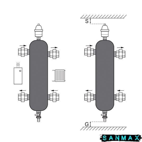 Гідрострелка Koer KR.S1031 2/2 (з воздухоотвод. І дренаж. краном) 1"НР SUS304 (KR2958) KR2958 фото
