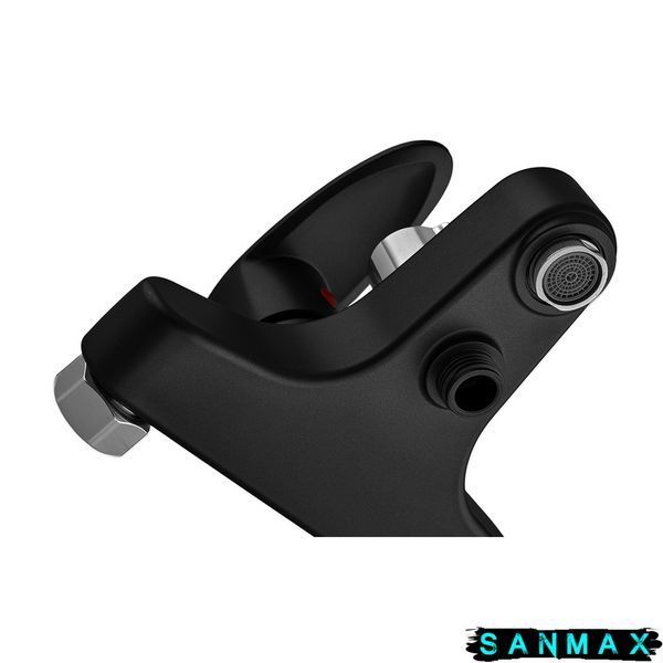 Змішувач для ванни Plamix Cezar-009 Euro Set Matte Чорний, зі шлангом, лійкою та кронштейном (PM0693) PM0693 фото