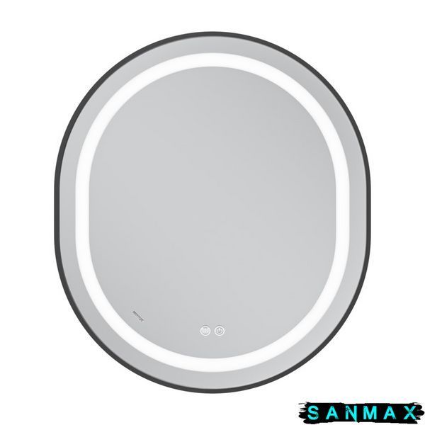 Дзеркало Mixxus Premium Ellipse MV05-80x70-Reverse Чорний (Led Touch, Anti-fog, димер(3-6kK))(MP6646) MP6646 фото