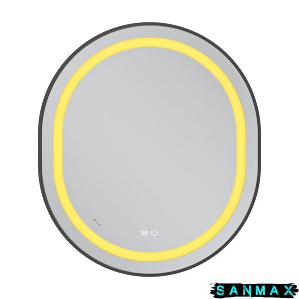 Дзеркало Mixxus Premium Ellipse MV05-80x70-Reverse Чорний (Led Touch, Anti-fog, димер(3-6kK))(MP6646) MP6646 фото