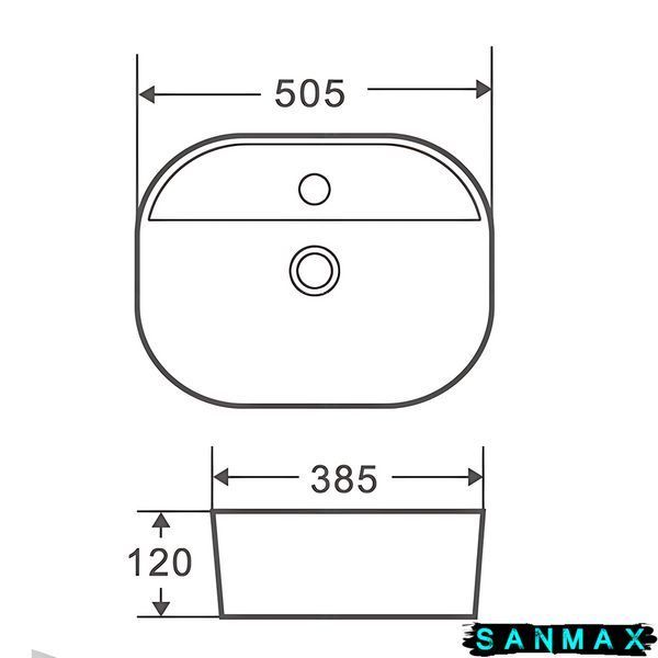 Раковина накладна Mixxus Premium ELLIPSE-0203 510х375х120mm з отвором під змішувач (MP6678) MP6678 фото