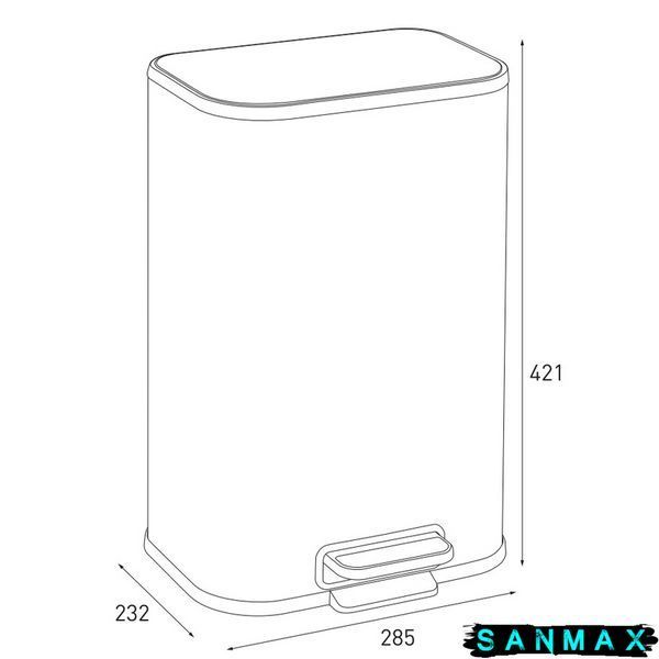 Відро для сміття з плавним закриттям прямокутне Mixxus Cubic-TC0112 SS Color 12л колір нержавійка (MI7089) MI7089 фото