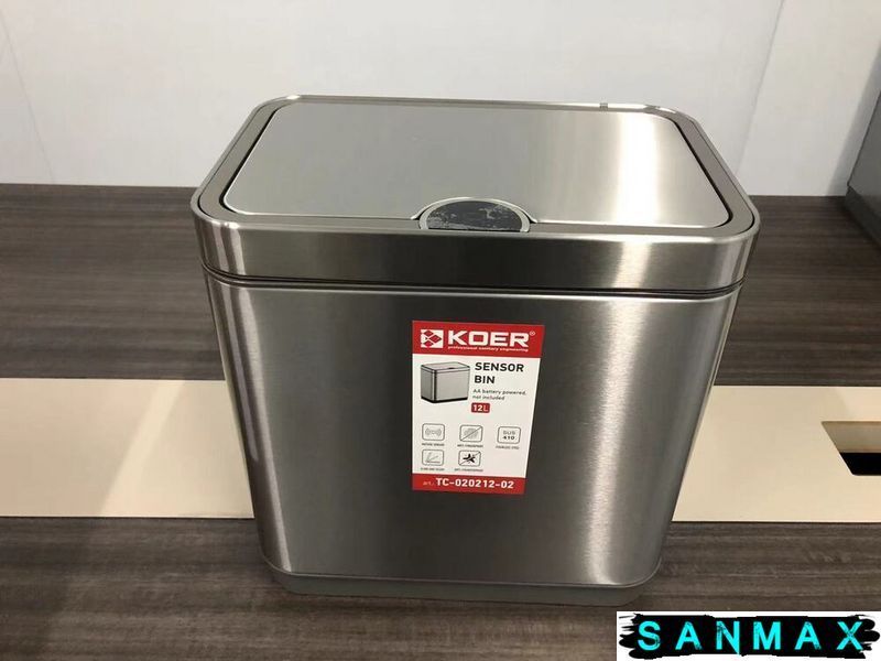 Відро для сміття сенсорне прямокутне Koer TC-020212-02 12 л колір нержавійка (KR5584) KR5584 фото