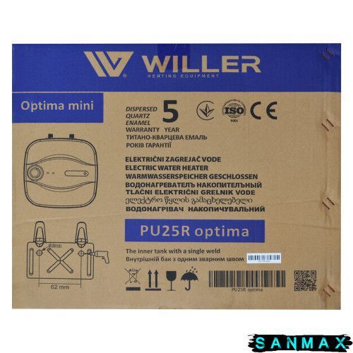 Бойлер Willer 25л PU25R Optima Mini "Під мийку" мокрий тен 1,5 кВт (PU25R optima mini) PU25R optima mini фото