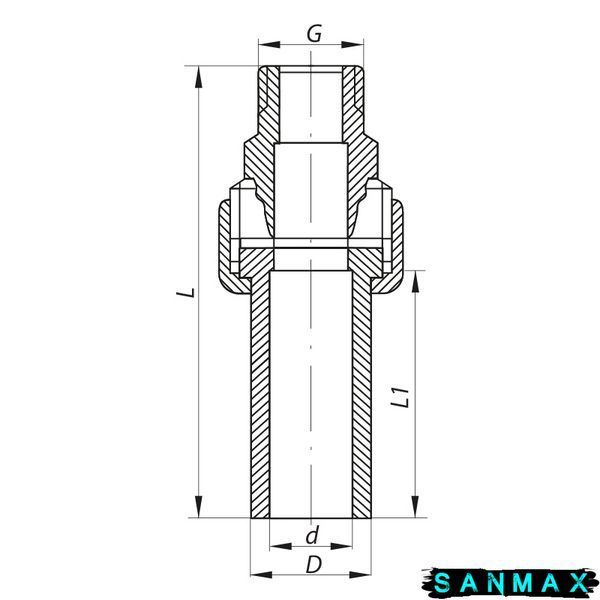 Розбірне різьбове з'єднання НР 20x1/2M PPR Koer K0237.PRO 45/270 (KP2602) KP2602 фото