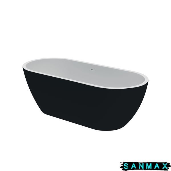 Ванна акрилова вільностояча суцільнолита Koller Pool AquaLuxe 1700x750 Білий/Matt Чорний з сифоном 0202261501 фото