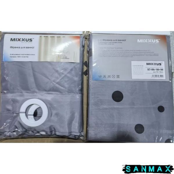 Штора для ванної з поліестеру Mixxus Sct-004-180x180 (Візерунок сіро-синій) (AC0652) AC0652 фото