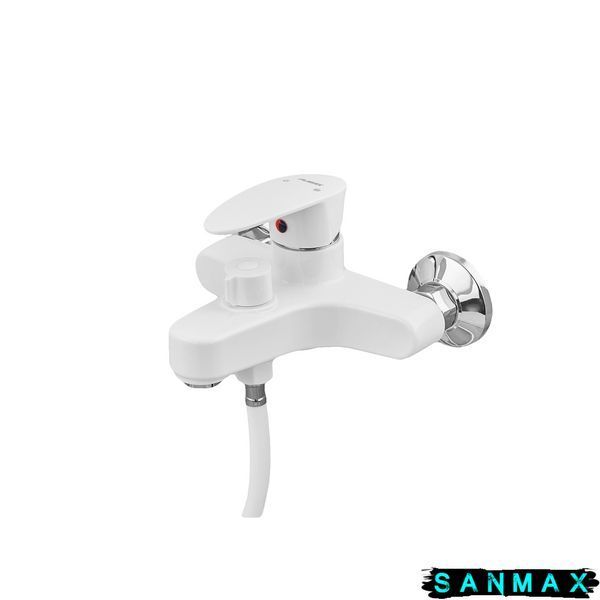 Змішувач для ванни Plamix Cezar-009 Euro Set Білий, зі шлангом, лійкою та кронштейном (PM0692) PM0692 фото