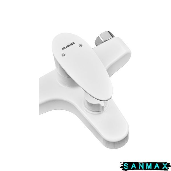 Змішувач для ванни Plamix Cezar-009 Euro Set Білий, зі шлангом, лійкою та кронштейном (PM0692) PM0692 фото