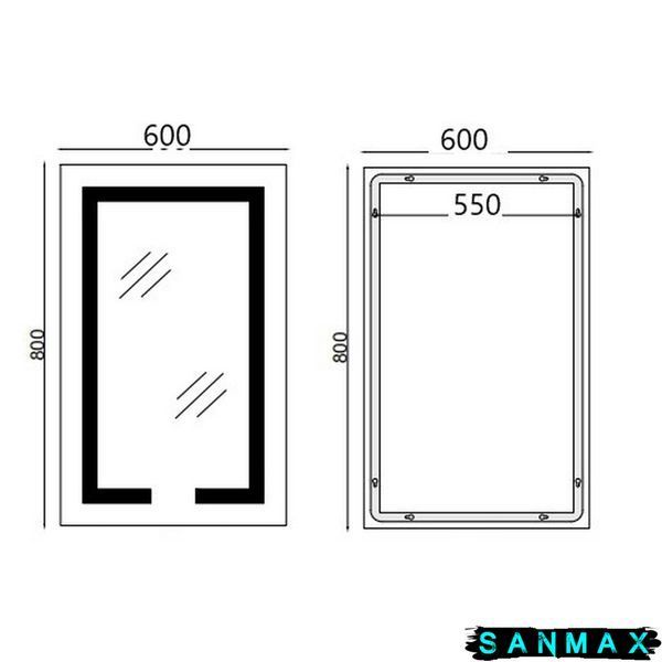 Дзеркало Mixxus Hard MR06-60x80 з Led Touch, Anti-fog, димером, регулюванням яскравості, годинником (MI6929) MI6929 фото