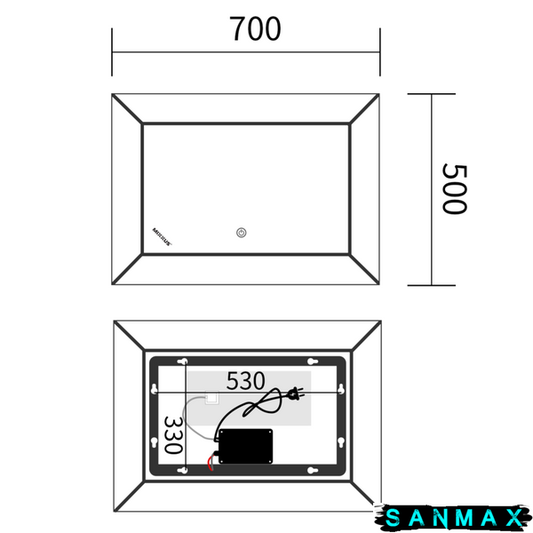 Дзеркало Mixxus Premium Cubic MR14-70x50-Reverse (Led Touch, Anti-fog, димер) (MP6647) MP6647 фото