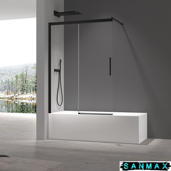 Шторки скляні на ванну розсувні Koer SR BS06-120x150-TR-07 прозоре скло Easy Clean 6мм, графіт (KR5947) KR5947 фото