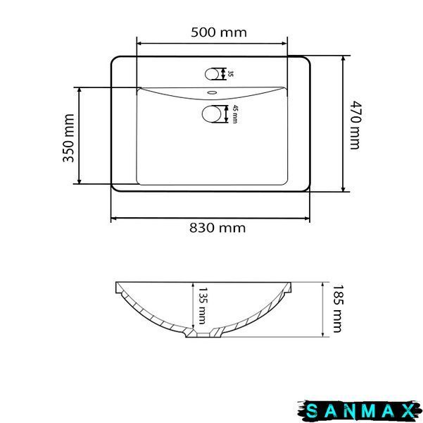 Умивальник врізний Vbi Busso 80 Білий VBI-018046 фото