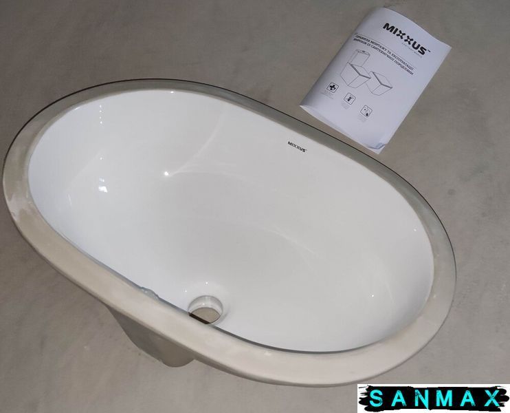 Раковина врізна під стільницю Mixxus Premium Ellipse-1701 570х385х205mm з переливом (MP6566) MP6566 фото