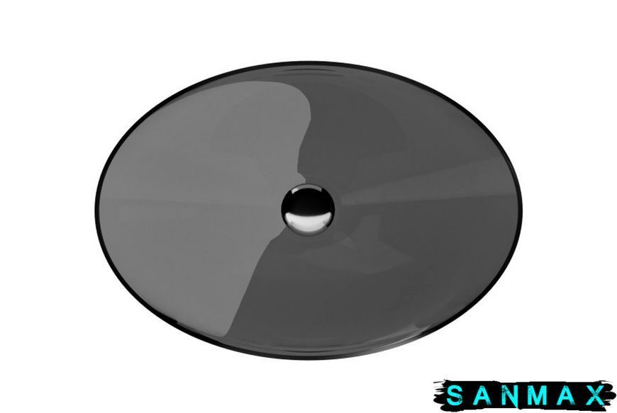 Умивальник на стільницю Besco Anya Carbon Grey 50х35 клік-клак чорний мат #UMA-50-CGB фото