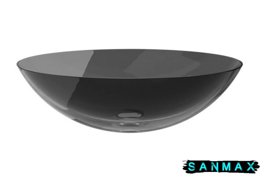 Умивальник на стільницю Besco Anya Carbon Grey 50х35 клік-клак чорний мат #UMA-50-CGB фото