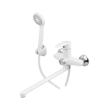 Змішувач для ванни Plamix Cezar-006 Euro Білий (з шлангом, лійкою та кронштейном) (PM0666) PM0666 фото