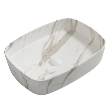 Умивальник накладний керамічний Mixxus Premium Bevel-0102 Marble 495х370х135mm Мармур (MP6519) MP6519 фото