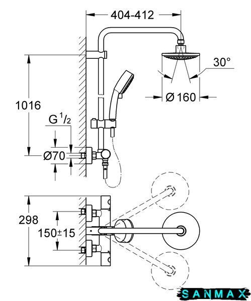 Душова система термостатична Grohe New Tempesta Cosmop. System (27922000) 27922000 фото