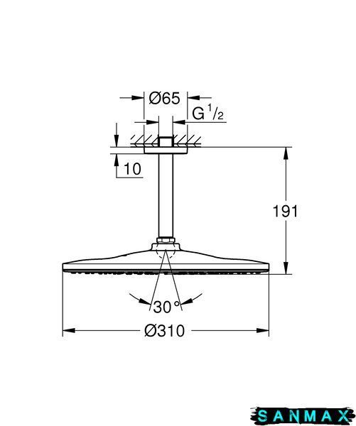 Верхній душ з стельовим кронштейном Grohe Rainshower Mono (26560000) 26560000 фото