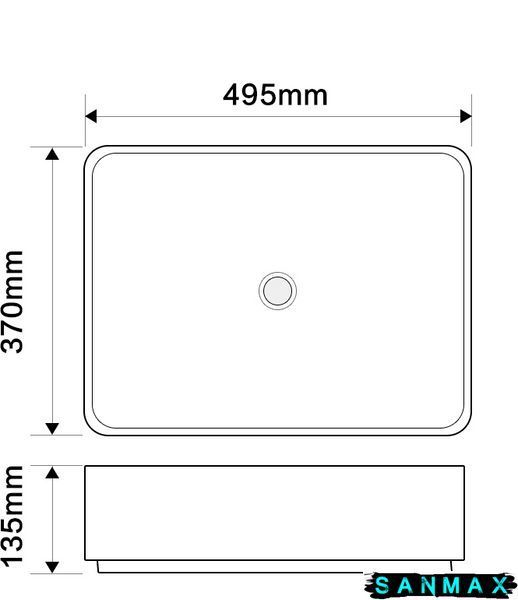 Умивальник накладний керамічний Mixxus Premium Bevel-0102 Marble 495х370х135mm Мармур (MP6519) MP6519 фото