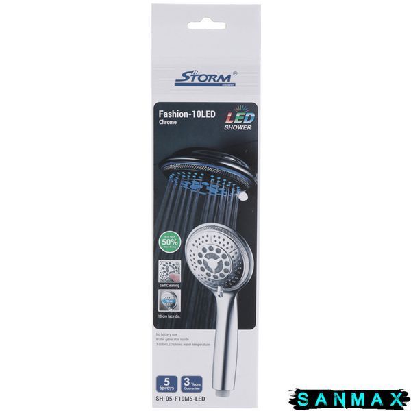 Лійка ручна для душу Storm Led SH-05-F10M5 (5 режимів) Підсвітка Хром (ST0007) ST0007 фото
