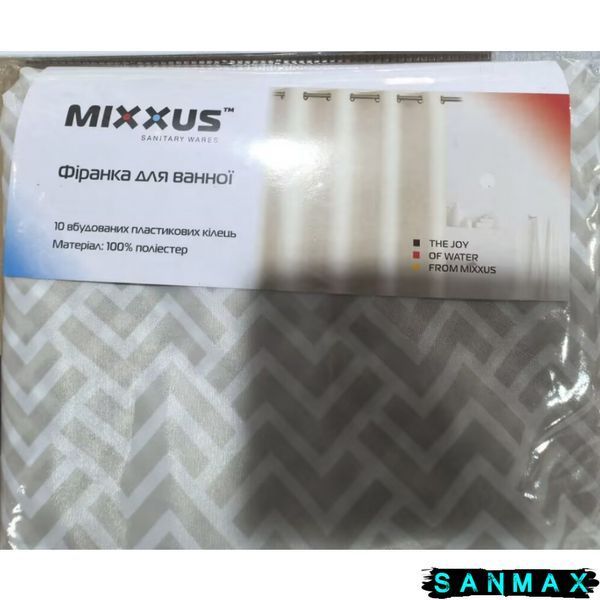 Штора для ванної з поліестеру Mixxus Sct-005-180x180 (Візерунок сірий) (AC0646) AC0646 фото