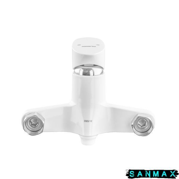 Змішувач для ванни Plamix Cezar-006 Euro Білий (з шлангом, лійкою та кронштейном) (PM0666) PM0666 фото