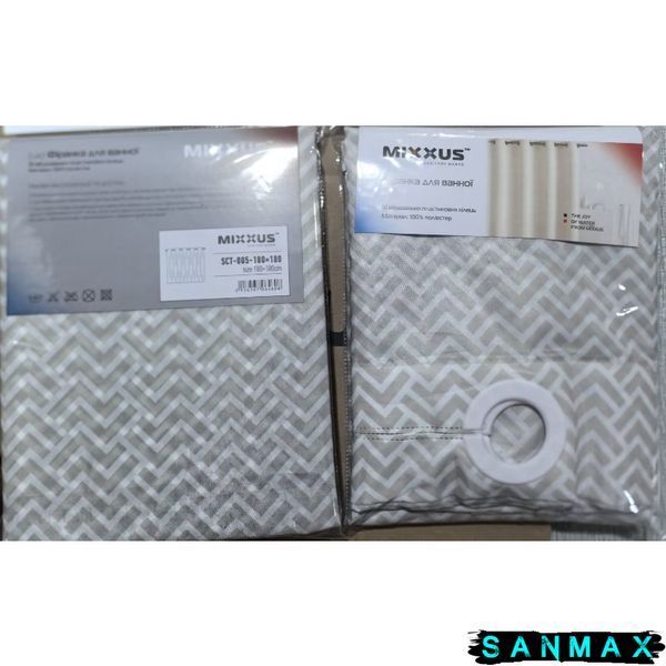 Штора для ванної з поліестеру Mixxus Sct-005-180x180 (Візерунок сірий) (AC0646) AC0646 фото