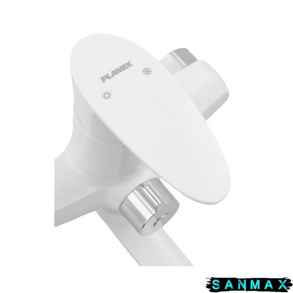 Змішувач для ванни Plamix Cezar-006 Euro Білий (з шлангом, лійкою та кронштейном) (PM0666) PM0666 фото