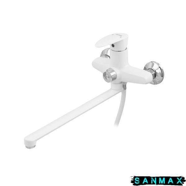 Змішувач для ванни Plamix Cezar-006 Euro Білий (з шлангом, лійкою та кронштейном) (PM0666) PM0666 фото