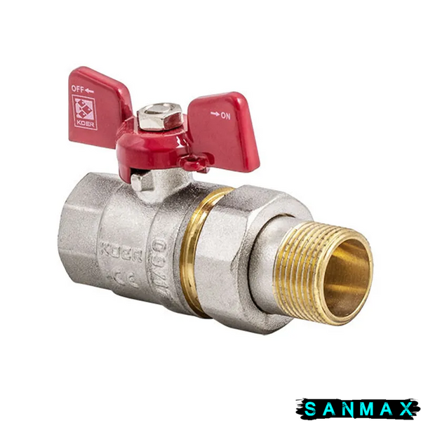 Кран з американкою прямий 1 Koer KR.227 Червоний метелик (KR0013) KR0013 фото