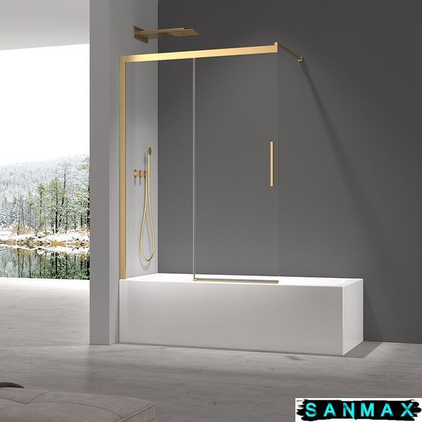 Шторки скляні на ванну розсувні Koer SR BS06-120x150-TR-12 прозоре скло Easy Clean 6мм, Матове Золото (KR5946) KR5946 фото