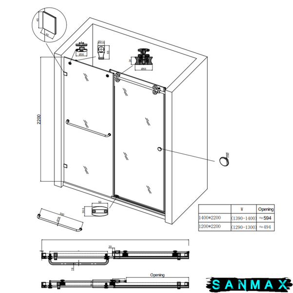 Двері в нішу Koer SR SD06-140x220-TR-07 прозоре скло Easy Clean 8мм, графіт (KR5369) KR5369 фото