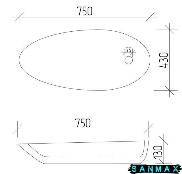 Умивальник накладний Vbi Terno 75 Білий VBI-011903 фото