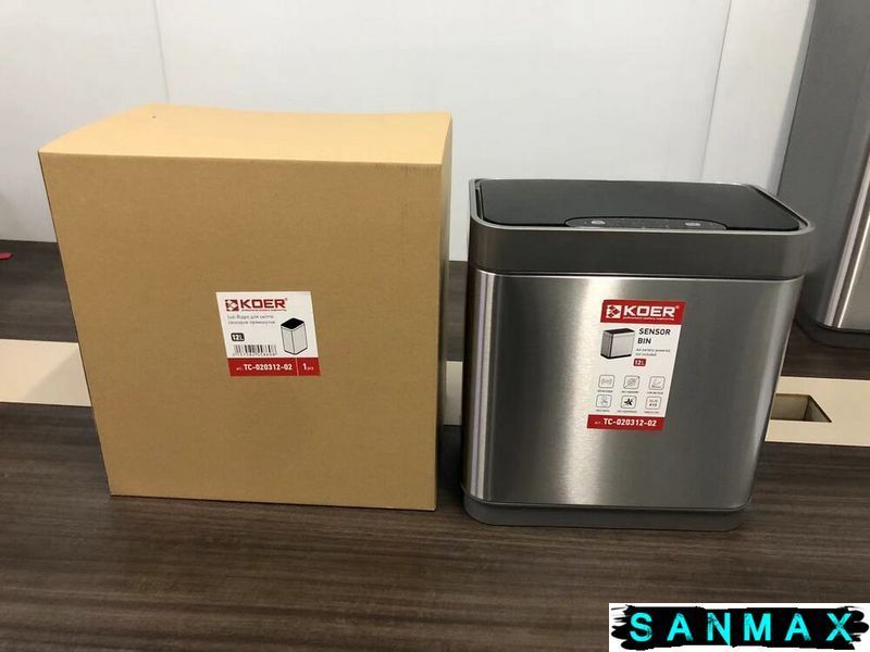 Відро для сміття сенсорне прямокутне Koer TC-020312-02 12 л колір нержавійка (KR5586) KR5586 фото