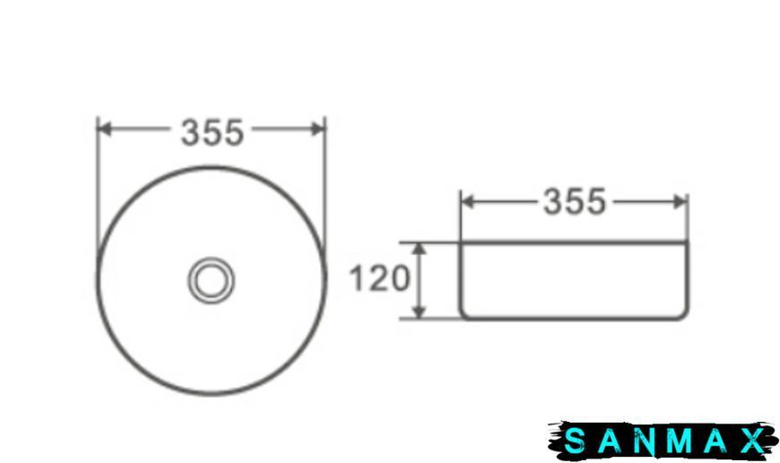 Умивальник накладний керамічний Mixxus Premium Topper-0101 355x355x120mm Чорний (MP6490) MP6490 фото