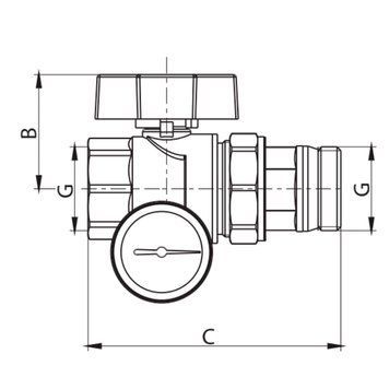 Кран з американкою прямий 1 "антипротікання" з термометром Koer KR.1032-Gi (KR2893) KR2893 фото