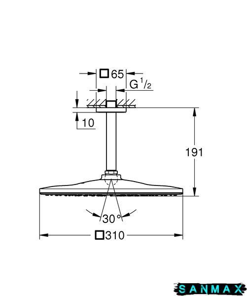 Верхній душ з кронштейном Grohe RSH 310 Mono Cube 142 мм, 1 режим (26566000) 26566000 фото