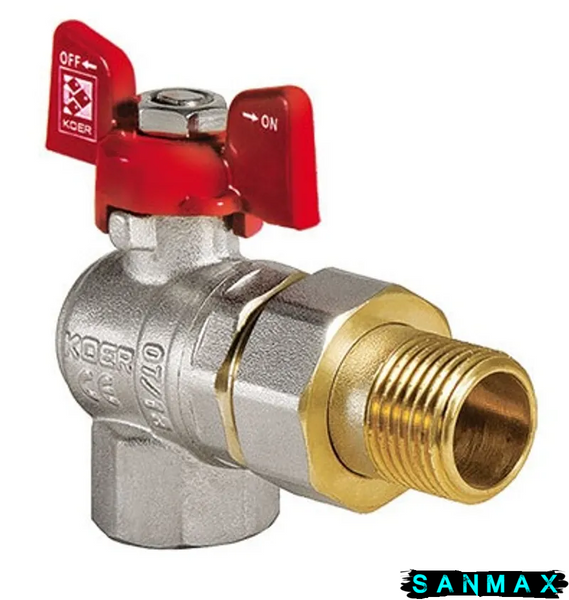 Кран з американкою кутовий 3/4 Koer KR.228 Червоний метелик (KR0018) KR0018 фото