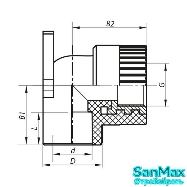 Кутник PPR з кріпленням ВР 20x1/2F Koer K0123.PRO 27/162 (KP0147) KP0147 фото