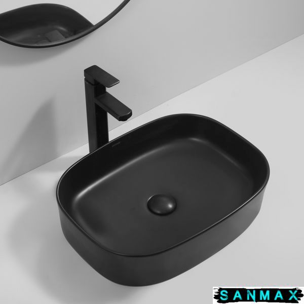 Умивальник накладний керамічний Mixxus Premium Bevel-0103 510х370х120mm Чорний (MP6520) MP6520 фото