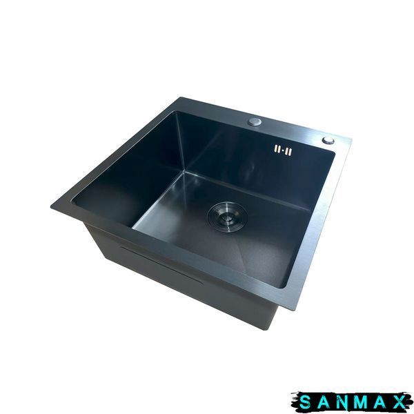 Кухонна інтегрована мийка Mixxus MH5050 Micro Decor Чорний (3.0/0.8) з нерж. сталі (колір чорний) (MI8215) MI8215 фото