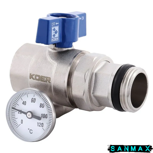 Кран з американкою прямий 1 "антипротікання" з термометром Koer KR.1032-Gi (KR2893) KR2893 фото