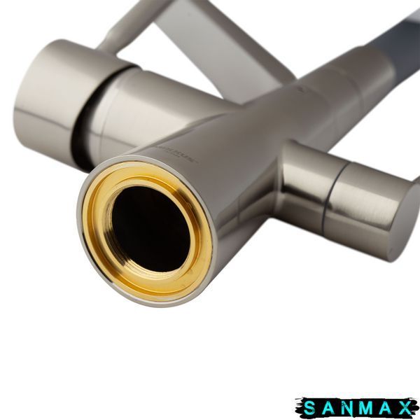 Змішувач для кухні з сірим силіконовим виливом Mixxus Premium Magnet 021 Нерж (MI6976) MI6976 фото