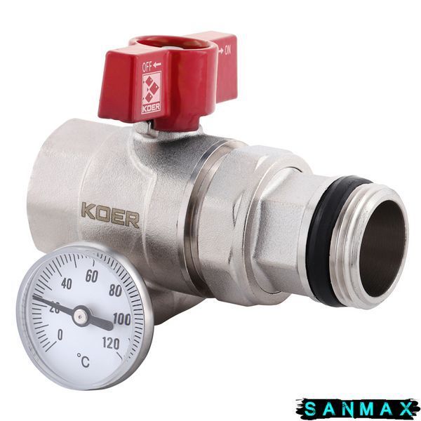 Кран з американкою прямий 1 "антипротікання" з термометром Koer KR.1032-Gi (KR2893) KR2893 фото