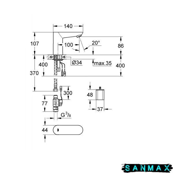 Монокран на одну воду сенсорний, 6V Grohe Euroeco Cosmopolitan E (36271000) 36271000 фото