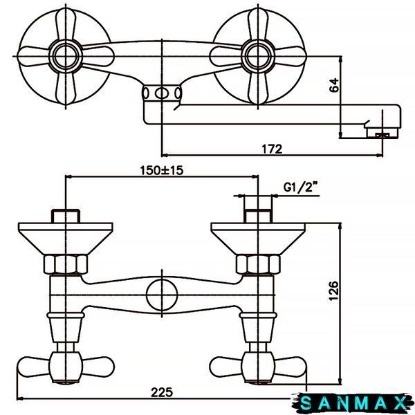 Змішувач для кухні зі стіни Haiba Dominox 361 Матовий Кераміка (HB0093) HB0093 фото